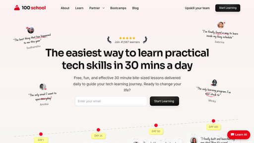 100 School - Défis technologiques quotidiens de 30 minutes: maîtrisez l'automatisation pas à pas - Logo