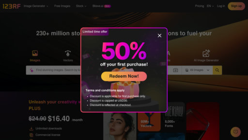 123RF - Smart stock media platform with 200M+ licensed assets and intelligent editing - Logo