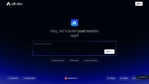 a0.dev - 智能React Native开发平台，文本生成完整应用 - Logo