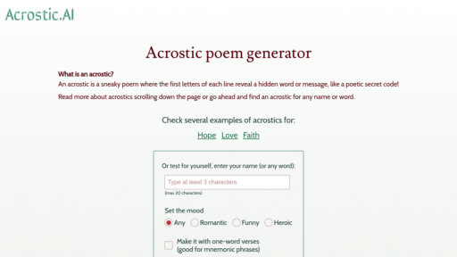 Acrostic AI - Generador inteligente de poemas acrósticos personalizados con múltiples estilos y creación rápida - Logo