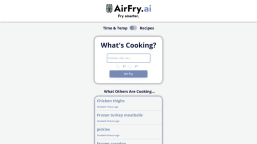 Air Fry AI - Smart air fryer companion with automatic temperature control and recipes - Logo