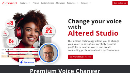 Altered AI - Estudio de voz IA con cambio de voz en tiempo real y clonación vocal - Logo