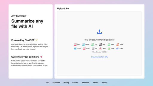 AnySummary - Intelligent summarization tool for multi-format files with customizable summaries - Logo