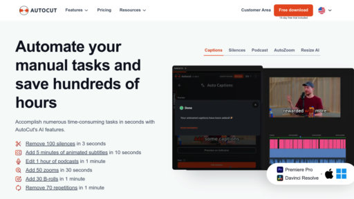AutoCut - AutoCut: Smart plugin for Premiere Pro and DaVinci Resolve automates editing tasks - Logo