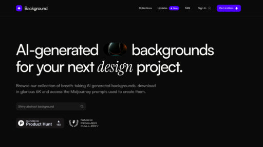 Background Supply - 6K Ultra HD background library with Midjourney prompts for creative projects - Logo