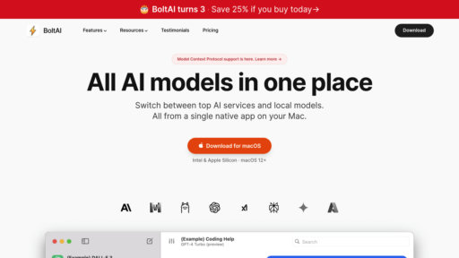 BoltAI - Asistente IA nativo para macOS con accesos directos globales - Logo