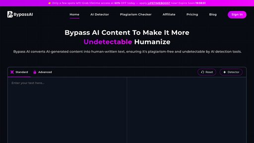 BypassAI - Transformer texte IA en écriture naturelle, éviter détection - Logo