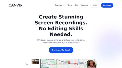Canvid - Grabación de pantalla inteligente con mejoras automáticas y compartir en la nube - Logo