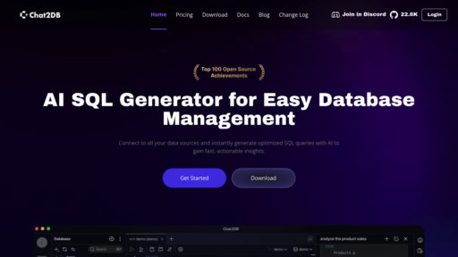 Chat2DB - Intelligent database tool: natural language to SQL conversion with real-time data visualization - Logo