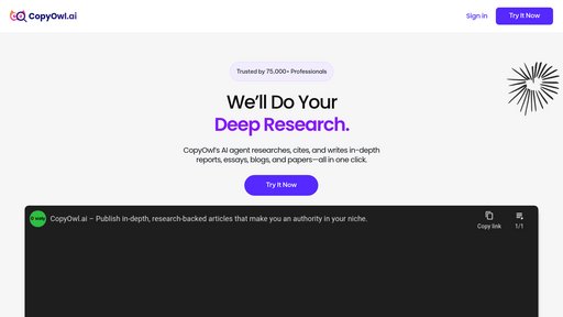 CopyOwl.ai - Herramienta inteligente de investigación que genera automáticamente documentos con citas - Logo