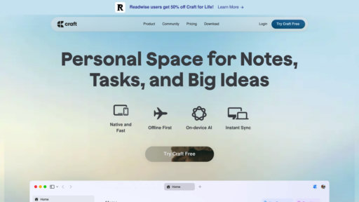 Craft - Espacio de trabajo inteligente con sincronización entre dispositivos - Logo