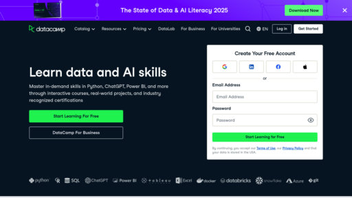 DataCamp - Apprentissage interactif des données avec projets pratiques et certifications - Logo