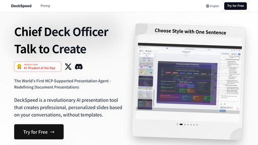 DeckSpeed - Create custom presentations and data visualizations through conversation - Logo