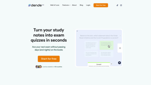 Dende.AI - Transform study materials into personalized quizzes and flashcards - Logo