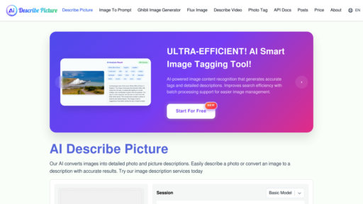 Describe Picture - Convierte imágenes en descripciones, prompts y código automáticamente - Logo