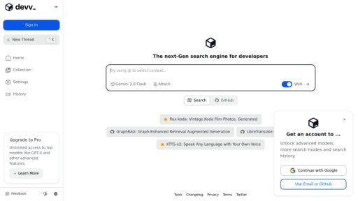 Devv AI - Motor de búsqueda inteligente para programadores con datos en tiempo real - Logo
