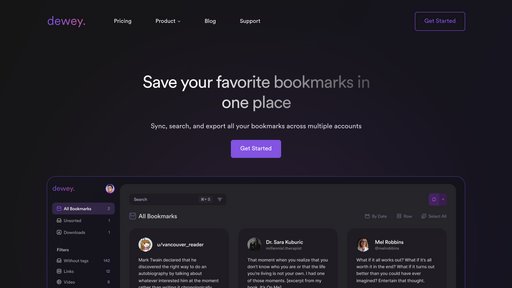 Dewey - Gestor de marcadores inteligente con etiquetado automático y búsqueda rápida - Logo