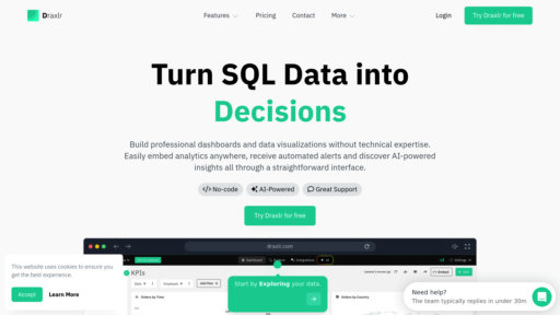 Draxlr - No-code SQL visualization tool with smart alerts and data analysis - Logo