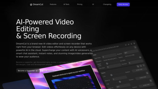 DreamCut - Editor de video inteligente con grabación de pantalla y sincronización entre dispositivos - Logo