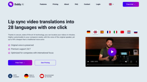 Dubly.AI - Video translation and dubbing in 30+ languages with automatic lip sync - Logo