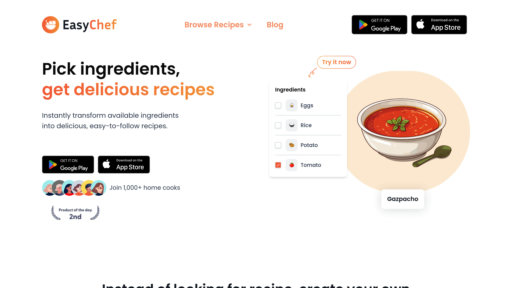 EasyChef - Smart recipe generator using ingredients you have to reduce food waste - Logo