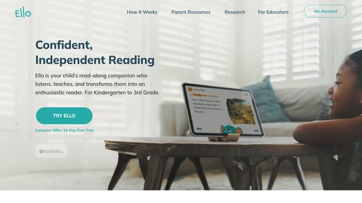 Ello - Personalized reading tutor with speech recognition for children's literacy - Logo