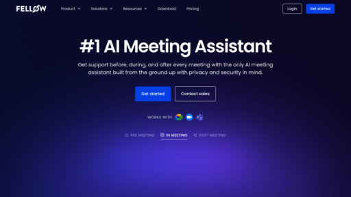 Fellow - Assistant de réunion intelligent avec transcription automatique et suivi des tâches - Logo