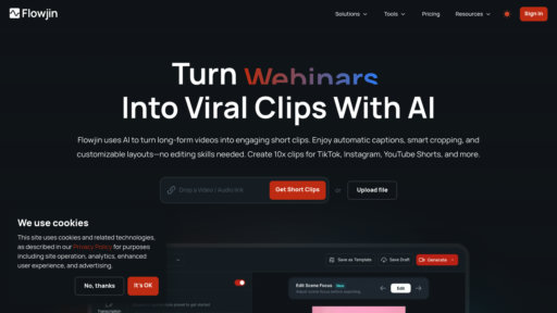 Flowjin - Convierte automáticamente videos largos en clips cortos con subtítulos - Logo