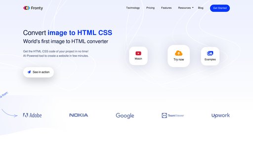 Fronty - Transformez images en sites web HTML/CSS avec éditeur intuitif - Logo