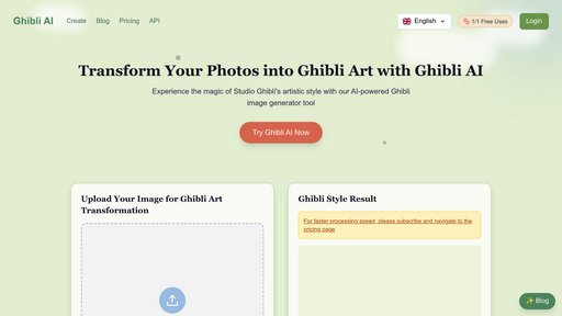 Ghibli AI - Crea arte estilo Ghibli desde fotos y texto - Generador de imágenes y videos - Logo
