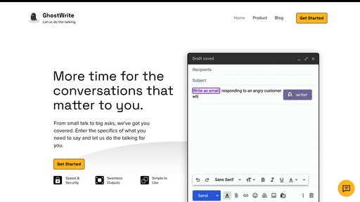 Ghostwrite - Assistant email intelligent qui rédige des messages personnalisés automatiquement - Logo