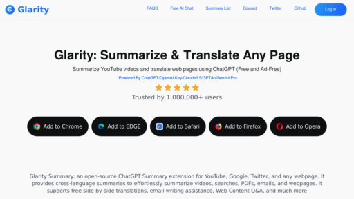 Glarity - Extensión de navegador para resumen y traducción automática - Logo