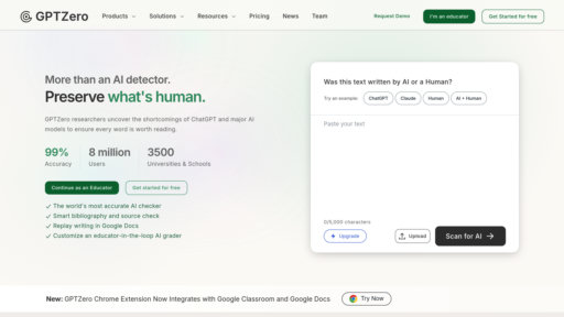 GPTZero - Herramienta de detección de contenido IA - identifica textos generados automáticamente - Logo