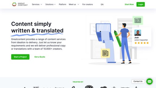 greatcontent - Plataforma global de contenido conectando empresas con escritores y traductores profesionales - Logo