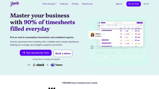 Gryzzly - Smart project management with automatic time tracking and budget insights - Logo