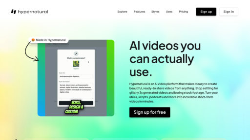 Hypernatural AI - Creador de videos inteligente: convierte texto y audio en videos - Logo
