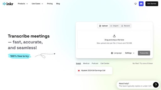 Inkr - Convierte audio a texto con transcripción en tiempo real y notas automáticas - Logo