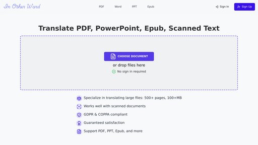 InOtherWord - Traducción profesional de documentos, 100+ idiomas y múltiples formatos - Logo