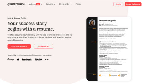 Kickresume - Créateur de CV intelligent avec optimisation ATS et outils carrière - Logo