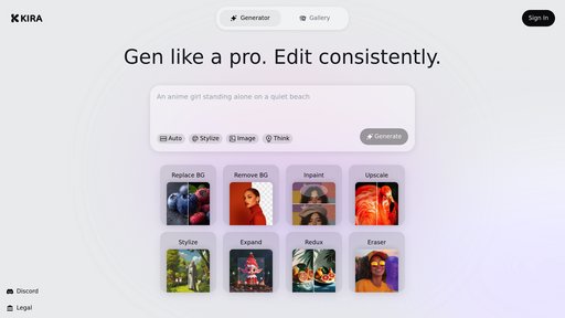 Kira AI Art Generator - Generate Kira-style anime art from text, create professional illustrations instantly - Logo