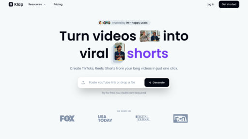 Klap - Convierte automáticamente videos largos en clips cortos virales - Logo