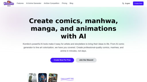 Komiko - Intelligent comic and animation platform with character design and image generation - Logo