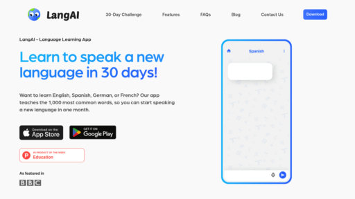 LangAI - LangAI: Domina 1000 palabras esenciales en 30 días con corrección vocal inmediata - Logo