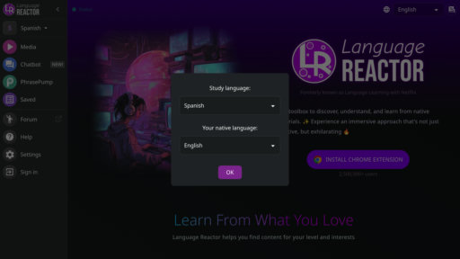 Language Reactor - Herramienta de aprendizaje de idiomas con subtítulos inteligentes para Netflix y YouTube - Logo