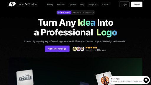 Logo Diffusion - Crea logos vectoriales desde texto y bocetos, múltiples estilos de diseño - Logo