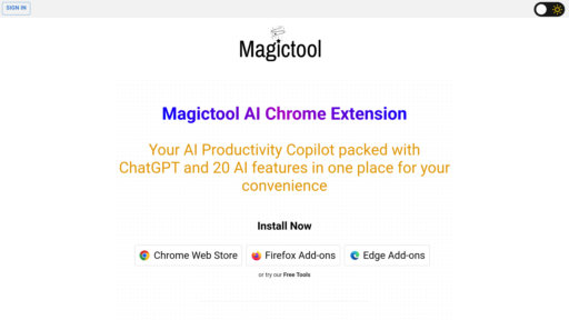 Magictool AI - Chrome extension with 20+ intelligent tools for writing and content processing - Logo