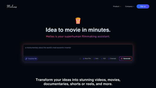 Melies - Suite cinematográfica inteligente: generación de historias a producción de video - Logo