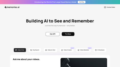 Memories.ai - 智能视频分析平台，视觉记忆与实时搜索 - Logo