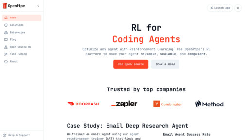 OpenPipe - Ajuste y aloje modelos de lenguaje, reduzca costos mejore rendimiento - Logo