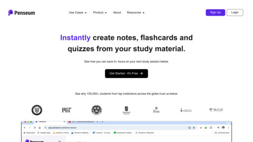 Penseum - 智能学习平台，自动生成抽认卡和测验 - Logo